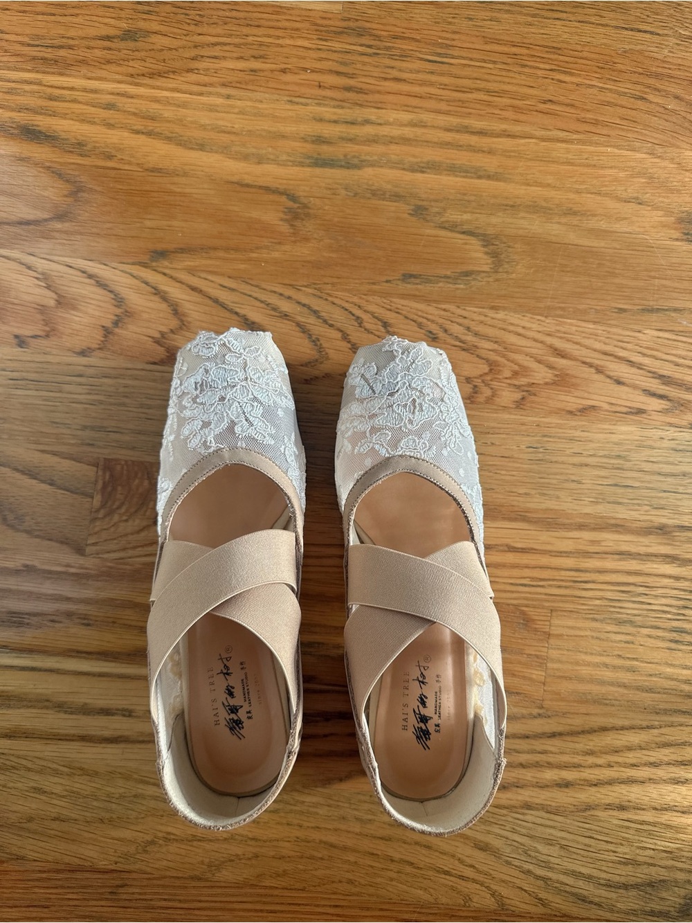 4 cm high-heeled lace ballet shoes